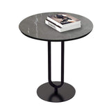 Modern Dark Gray Stone End Table Round Side Table Carbon Steel Base-Richsoul-End &amp; Side Tables,Furniture,Living Room Furniture