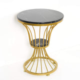 Black Round Faux Marble Side Table Spiral-Shaped End Table in Gold-Richsoul-End &amp; Side Tables,Furniture,Living Room Furniture