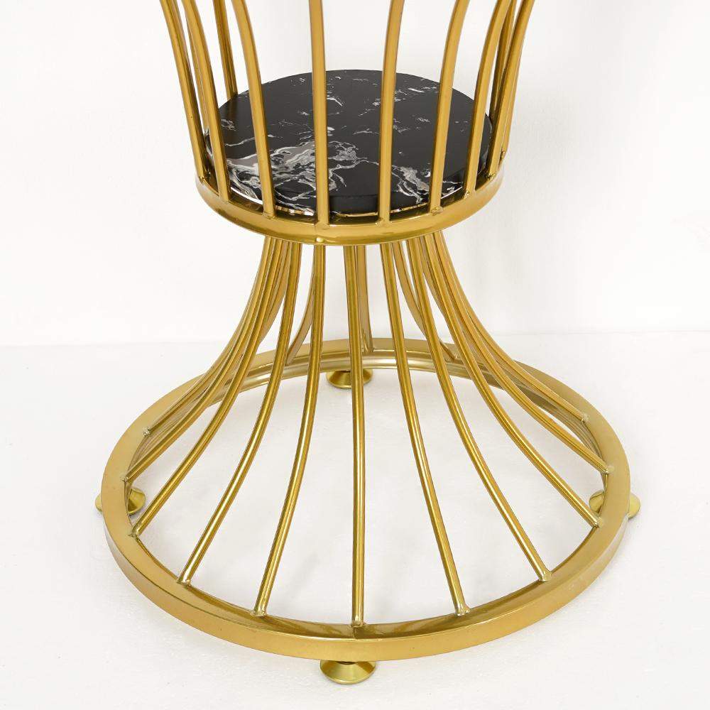 Black Round Faux Marble Side Table Spiral-Shaped End Table in Gold-Richsoul-End &amp; Side Tables,Furniture,Living Room Furniture