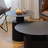 Black Round Coffee Table Metal Accent Table Set of 2-Richsoul-Coffee Tables,Furniture,Living Room Furniture