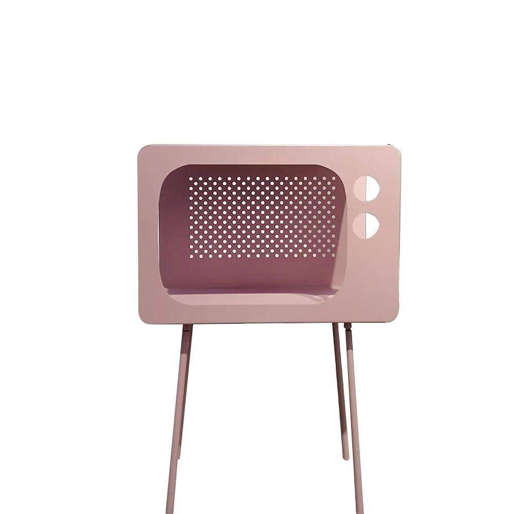 Modern End Table in Television Shape Hollow Side Table in Fresh Pink-Richsoul-End &amp; Side Tables,Furniture,Living Room Furniture