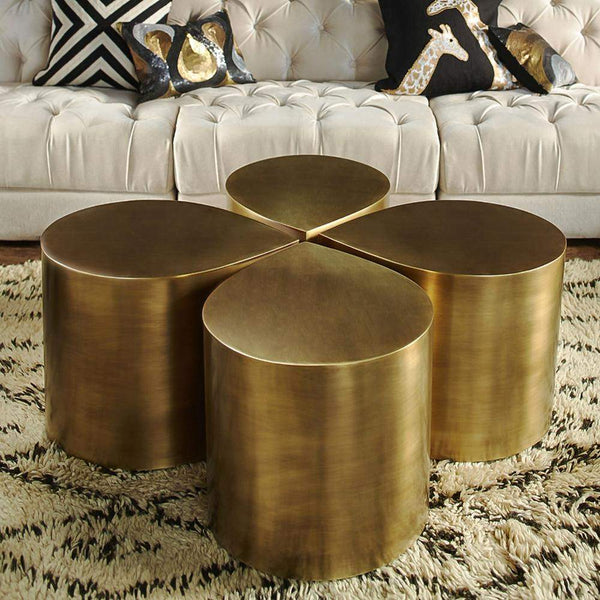Collapse Metal Table Postmodern Metal Side Table in Water Drop Design End Table in Brushed ...