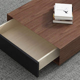 Black Rectangular Coffee Table with 2-Drawer Modern Accent Table-Richsoul-Coffee Tables,Furniture,Living Room Furniture