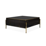 Champagne Square Coffee Table with 4-Drawer Accent Table Tempered Glass Top-Richsoul-Coffee Tables,Furniture,Living Room Furniture