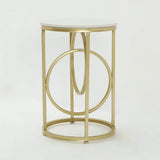 White Round End Table Marble Top Side Table Metal in Gold-Richsoul-End &amp; Side Tables,Furniture,Living Room Furniture