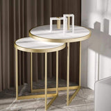 White End Table Sets Modern Marble Top Side Table-Richsoul-End &amp; Side Tables,Furniture,Living Room Furniture