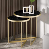 White End Table Sets Modern Marble Top Side Table-Richsoul-End &amp; Side Tables,Furniture,Living Room Furniture