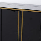 Modern Champagne Sideboard Buffet 4 Doors & Shelves Tempered Glass Top