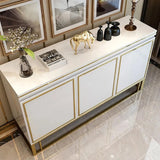 Armoire buffet à buffet à buffet de 59 "White avec rangement 3 portes Gold Base