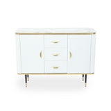 59" Modern White Sideboard with 3 Drawers & 2 Doors and Faux Marble Top in Large