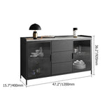 59" schwarzes Sideboard, Buffettüren und Schubladen, Steinplatte, moderner Sideboard-Schrank in groß