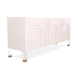 Pink Credenza Cabinet 3 Door Wavy Pattern Sideboard Acrylic Legs