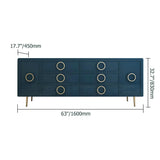 الأزرق الجانبي خزانة الذهب الذهب credenza أدراج و 2 أبواب 63 '' منتصف القرن بشكل كبير