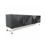 Modernes 79-Zoll-Sideboard-Buffet in Schwarz mit goldenen Beinen, goldenen Beinen und 4 Türen