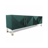 Modern 79" Black with Gold Leg Sideboard Buffet with Gold Leg and 4 Doors