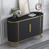 Modern Sideboard Oval Faux Marble Top Light Luxury Buffet with Shelves Doors in Small