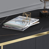 Modernes Sideboard, oval, Kunstmarmorplatte, leichtes Luxus-Buffet mit Regaltüren in klein