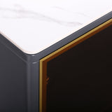 59" modernes Sideboard mit Steinplatte, Luxus-Buffettüren aus gehärtetem Glas in groß