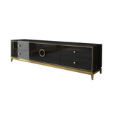 Modern Black TV Stand with Drawers & Doors Gold Media Console for TVs-Richsoul-Furniture,Living Room Furniture,TV Stands