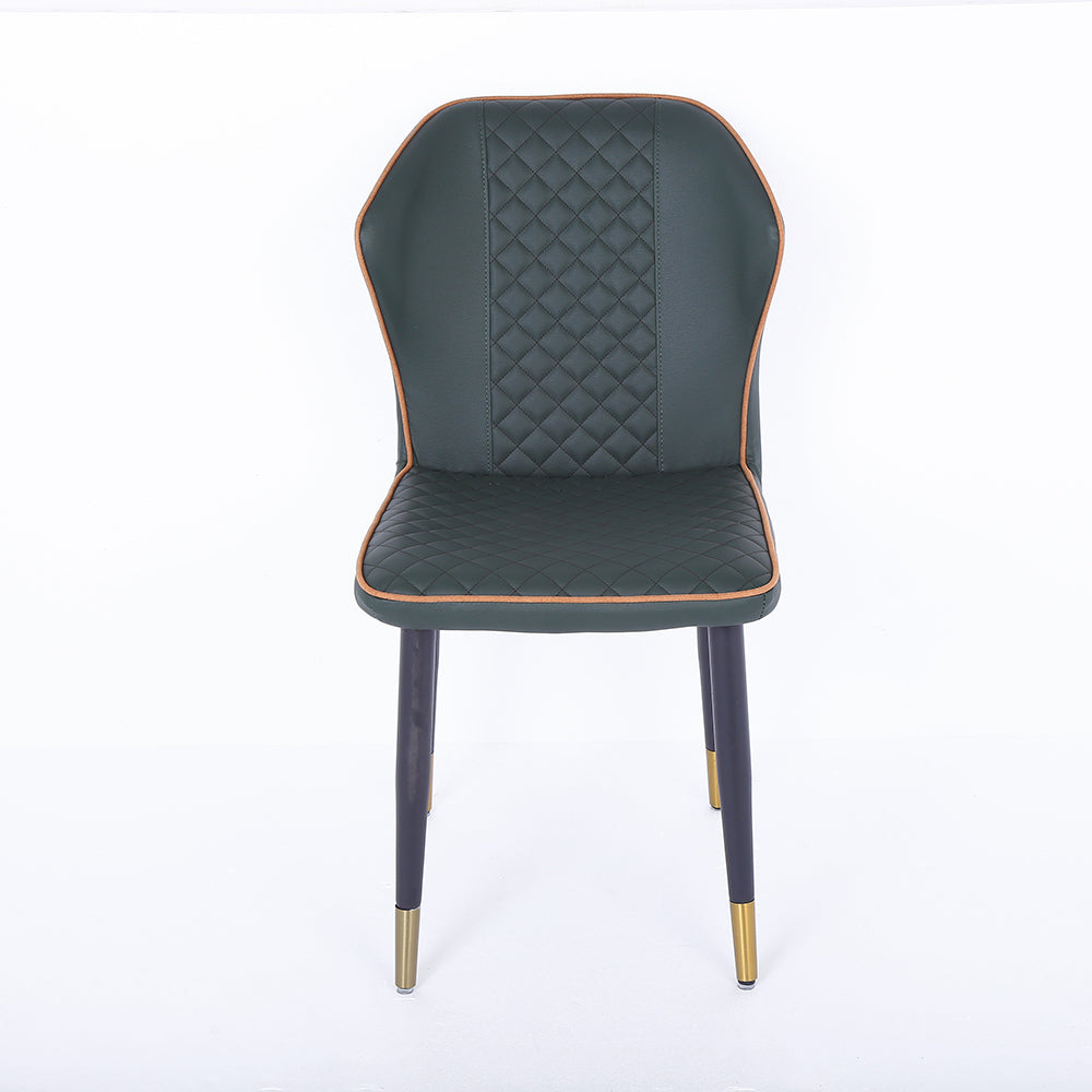 Dark Green Modern PU Leather Wingback Dining Chair Set of 2 Carbon Steel Leg