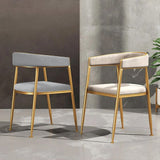 Gray Modern Dining Chair Velvet Side chair Upholstered Accent Arm Chairs with Gold Legs