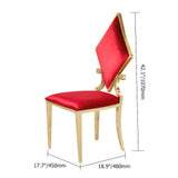 Modern Velvet Dining Chair Set of 2 in Red with Golden Legs Poker Style