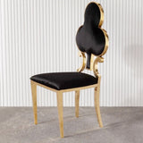 Modern Velvet Dining Chair Set of 2 in Red with Golden Legs Poker Style