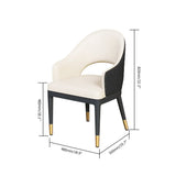 Juego moderno de 2 sillas de comedor capitoné con respaldo hueco en cuero de PU beige con brazos