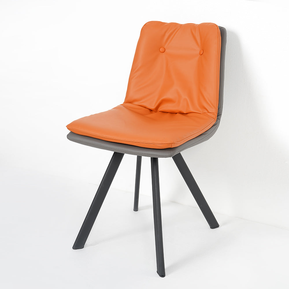 Modern Upholstered Orange Dining Chair PU Leather Side Chairs