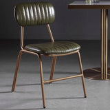 Ensemble de 2 chaises de salle à manger du milieu du siècle avec un cadre en faux cuir vert et cadre en métal
