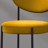 Chaises de salle à manger rembourrées modernes Ensemble de chaise latéral en lin de 2 en jaune