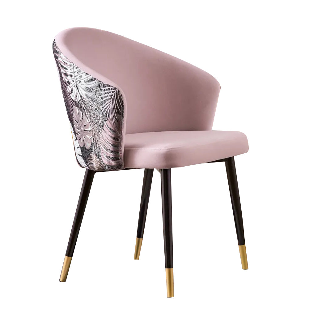 Bule Upholstered Velvet Dining Chair Modern Arm Chair in Gold & Black