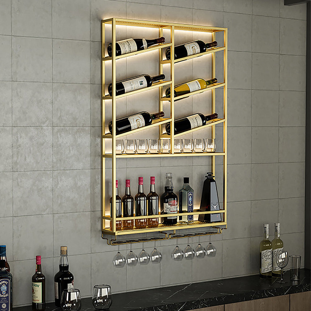 Armario de vino negro montado en la pared Botellero de vidrio estante de  almacenamiento para colgar botellas y vasos