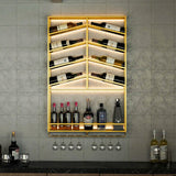 Industrial Wall Mounted Wine Rack with Glass Rack