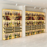 Gold Contemporary Standing Honeycomb Wine Rack with Glass Rack-A