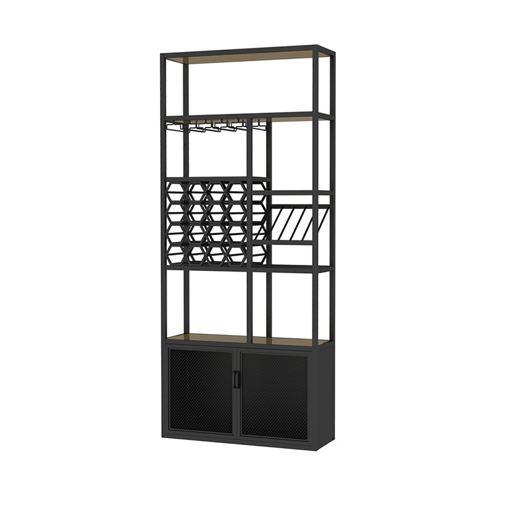 Industrial Standing Wine Rack with Glass Rack