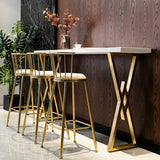 Mesa de bar rectangular con altura para bar, mesa de comedor para rincón de desayuno, base X de madera maciza