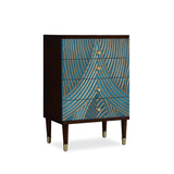 Novel Blue Cabinet Gold-Painted 3-Drawer Chest in Small-Richsoul-Cabinets &amp; Chests,Furniture,Living Room Furniture