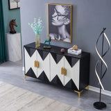 Modern Sideboard Buffet 4 Doors & 6 Shelves Accent Cabinet Gold Finish in Large