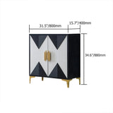 Black & White Sideboard Buffet 2 Doors & 3 Shelves Accent Cabinet Gold Finish in Small