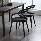 Black Modern Ash Wood Dining Chair Ribbon Shape Dining Chair