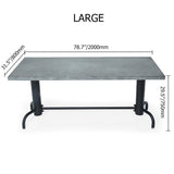 78.7" Industrial Dining Table Concrete Gray Table Top Solid Wood Metal Base