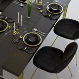 71" Black Rectangle Wood Dining Table in Gold