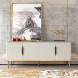 63" Off White Contemporary TV Stand 4 Doors & 2 Shelves Media Cabinet in Small-Richsoul-Furniture,Living Room Furniture,TV Stands