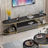 79" Black TV Stand Oval Entertainment Console with Storage in Gold-Richsoul-Furniture,Living Room Furniture,TV Stands