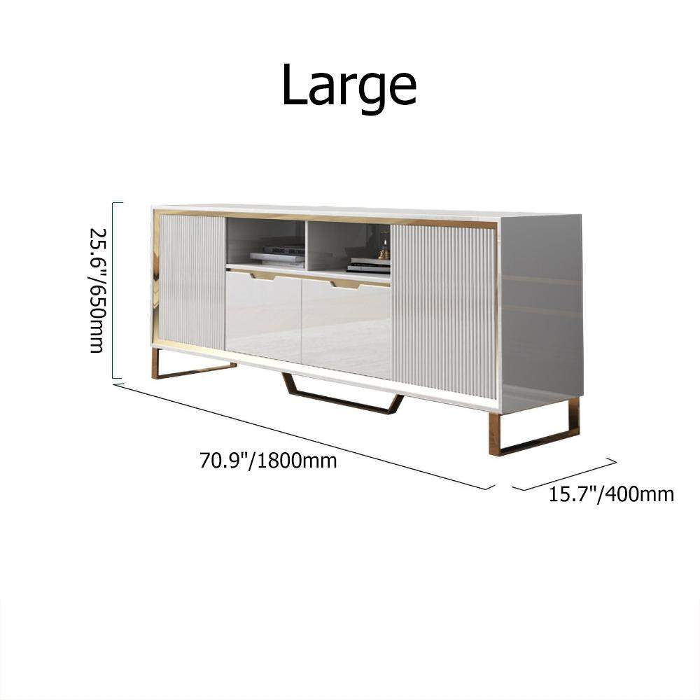 Minimalist White TV Stand Media Console with 2 Drawers & 2 Doors in Small-Richsoul-Furniture,Living Room Furniture,TV Stands