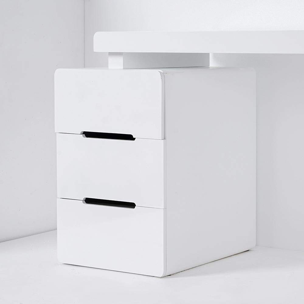 47" White 3-Drawer Writing Desk with Storage Cabinet for Office-Desks,Furniture,Office Furniture