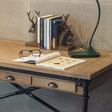 47" Retro Industrial Rolling Desk Pine Wood Mobile Office Desk with 3 Drawers-Desks,Furniture,Office Furniture