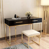 47" Rectangular Writing Desk White Computer Desk with Drawer Gold Leg-Desks,Furniture,Office Furniture