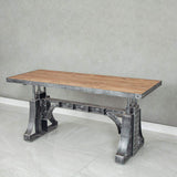63" Industrial Office Desk Executive Desk with Solid Wood Top Bridge Base-Desks,Furniture,Office Furniture
